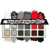 Black Grey Red Eyeshadow Palette Goth Makeup, Cold Silver & Smokey Eye Shadow Compact Metallic & ...