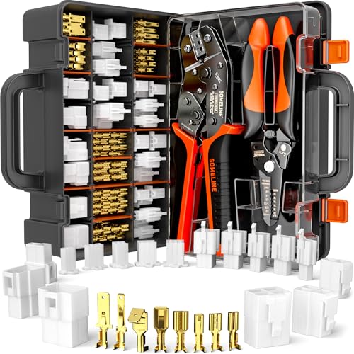 SOMELINE Kit d'outils à sertir pour connecteurs automobiles, pince pince à sertir pour bornes non isolées 24-14 AWG, avec prises et douilles 2-9 broches