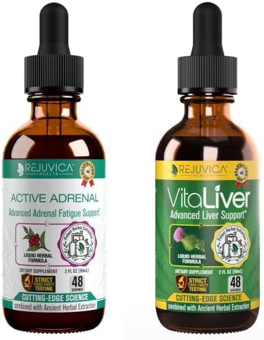 Rejuvica Health Active Adrenal + VitaLiver – Support Stress + Liver – Liquid Delivery for Better Absorption – Rhodiola, Milk Thistle, Holy Basil, Artichoke, Rejuvica Health Active Adrenal + VitaLiver – Support Stress + Liver – Liquid Delivery for Better Absorption – Rhodiola, Milk Thistle, Holy Basil, Artichoke,
