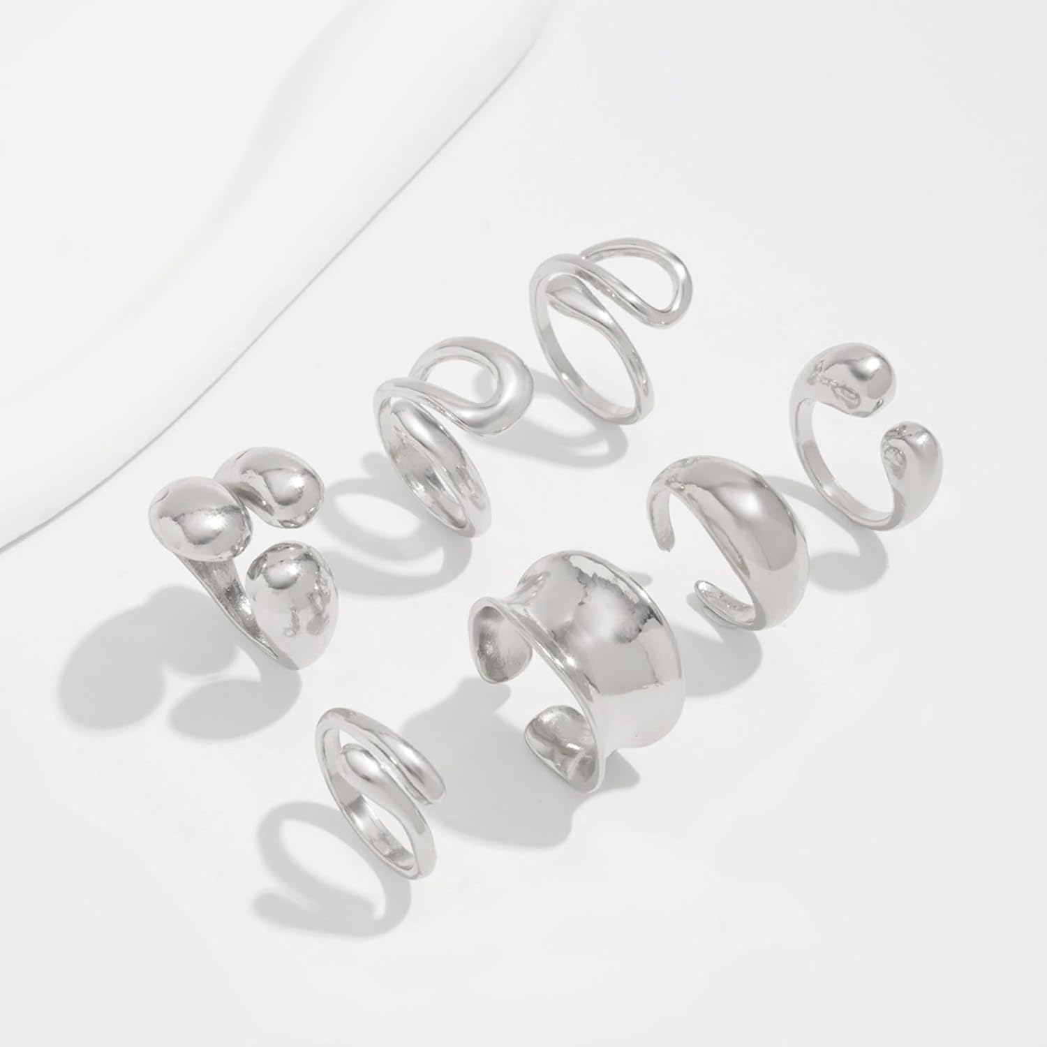 HUASAI Gold Chunky Rings for Women Adjustable Stackable Statement Jewelry Knuckle Ring Set - Image 6