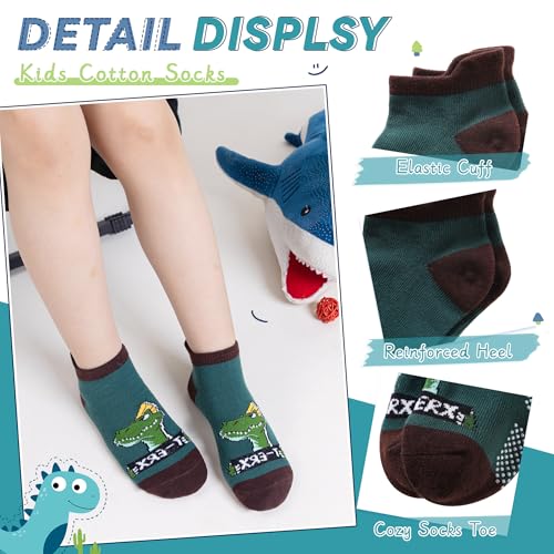 Image of Eyean Kids Ankle Cotton Socks Cute Animal Pattern Soft Non Slip Boys Girls No Show Socks 6 Pairs