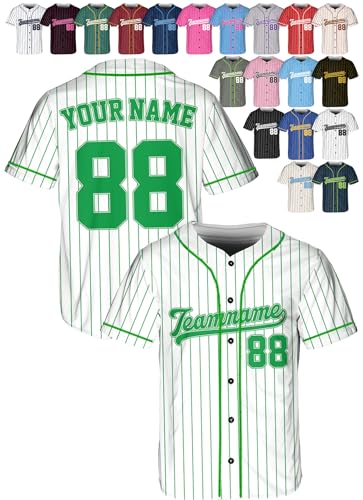 Custom Stripe Baseball Jerseys - Personalized Pinstripe Softball Shirts for Men, Women, Boys, and Girls - Customized Team Uniforms for Sports Fans, Teams, Events, Gifts - Add Your Name, Number, Logo