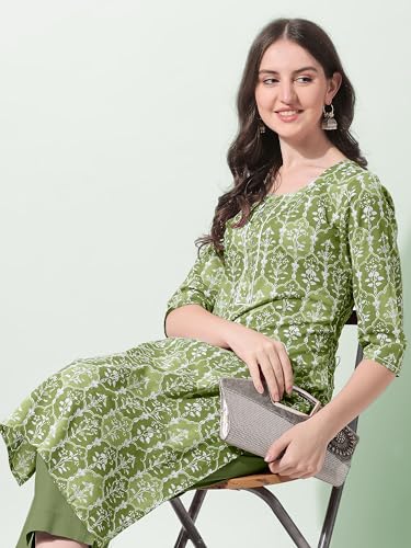 Image of MIRCHI FASHION Women's Straight Fit Paisley Printed And Embellished Kurta Set with Dupatta and Trouser