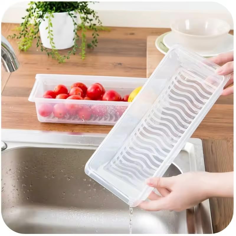 Image of Fridge Storage Containers, Stackable Refrigerator Organizer Boxes with Removable Drain Plate, BPA Free Transparent Vegetable Storage Bins, Freezer Safe Multipurpose Food Organizers(set of 6)