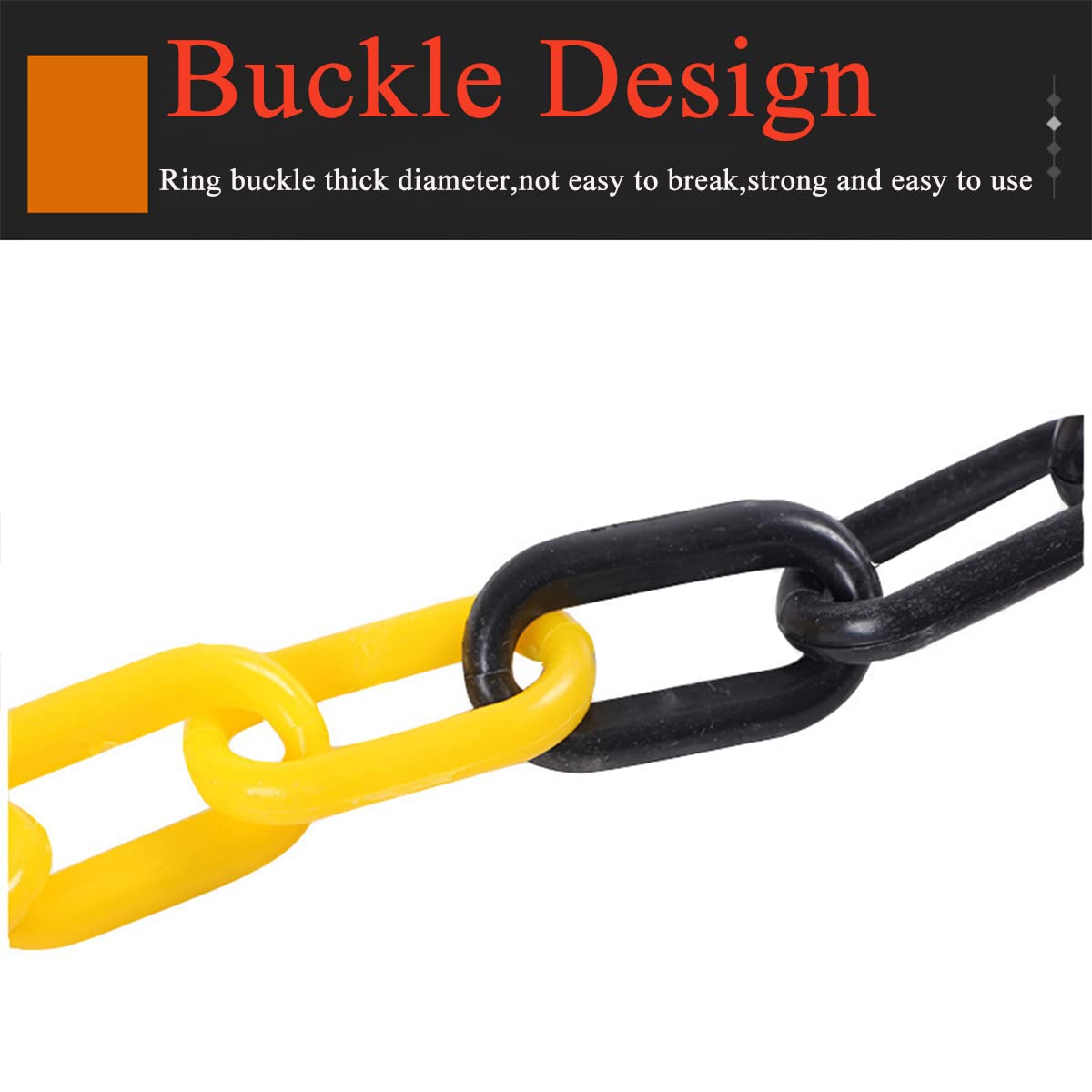 Cadena de plástico amarillo y negro para aparcamiento, 10 m x 8 mm, ideal para valla de jardín, uso al aire libre, control de tráfico