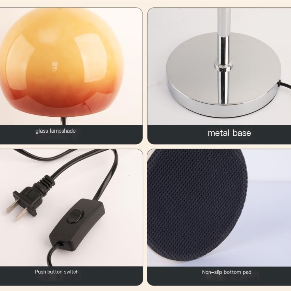 Lampada in vetro Bauhaus, luce notturna ambientale sul comodino | Design Bauhaus, paralume in vetro, metà secolo, controllo della linea, luce ambientale(Yellow)