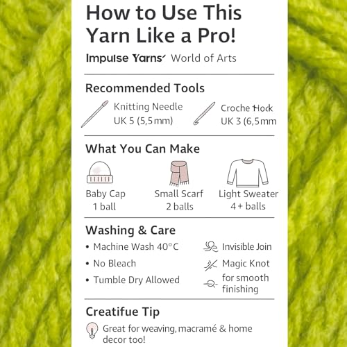 Image of WOAFashions Impulse Hand Knitting & Crochet Yarn (Celery) (100gms - Pack of 1)