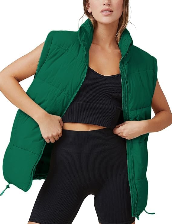 Athlisan Womens Zip Up Puffer Vest Stand Collar Sleeveless Padded Jacket Coat