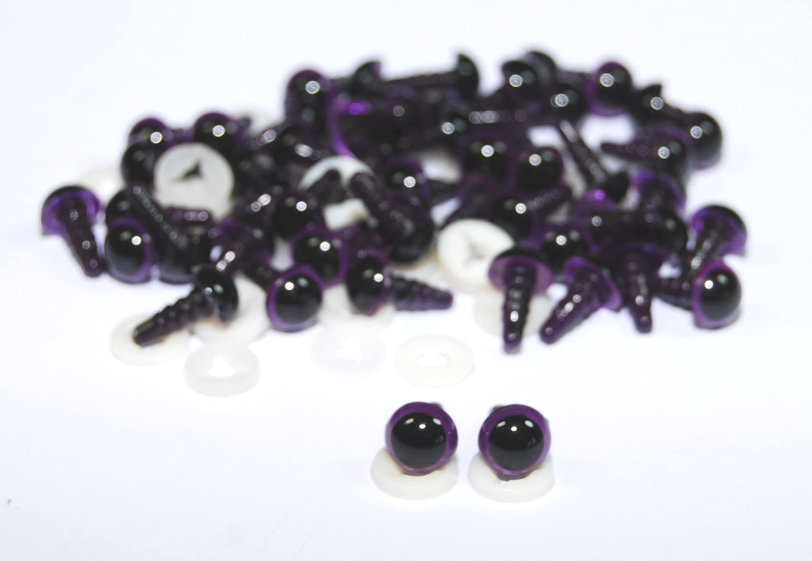 celloexpress 9mm Purple Eyes with Plastic Backs - Safety Eyes for Soft Toy or Teddy Bear Making - Pack of 25 Pairs