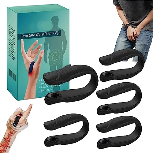 Prostate Care Point Clip Headache Relief, Drug Free Headache Relief Device Acupressure Hand Pressure Point Clip for Migraine Tension Anxiety Pain Relief-Black (5*PCS)