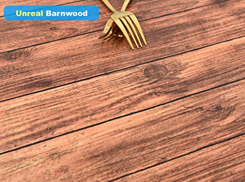 Rally Home Goods Indoor Outdoor Patio Round Fitted Vinyl Tablecloth, Flannel Backing, Elastic Edge, Waterproof Wipeable Plastic, Brown Barn Wood Grain Plank For 5-Seat Table 36-42’’ Diam #TOP4