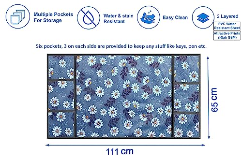 Image of Stylista Refridgerator top Cover Suitable for Samsung RR24C2Y23S8 /NL, 223 Liter Fridge, Dimenions (WXD) 65x111 CM, Floral Pattern Blueish Grey