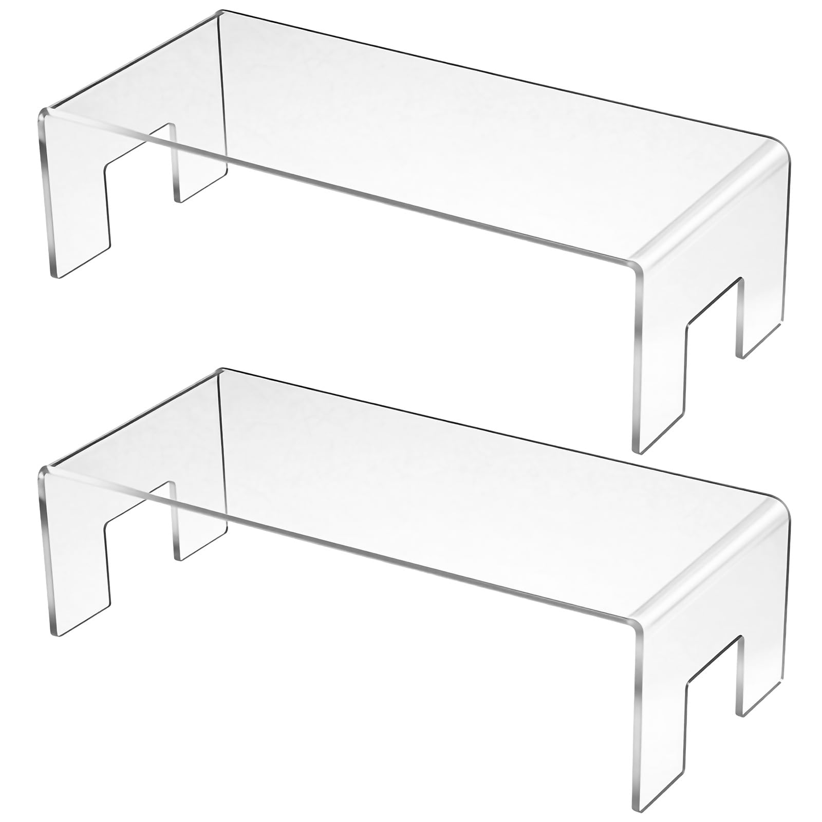 Photo 1 of 2 Pack Acrylic Risers Display Stands, 5mm Thick Clear Small Acrylic Shelf Riser Display RisersAcrylic Showcase Fixtures Shelf for Dessert Cupcake Figures Cosmetics Perfume?11.8 x 4.92 x 3.35 inch?