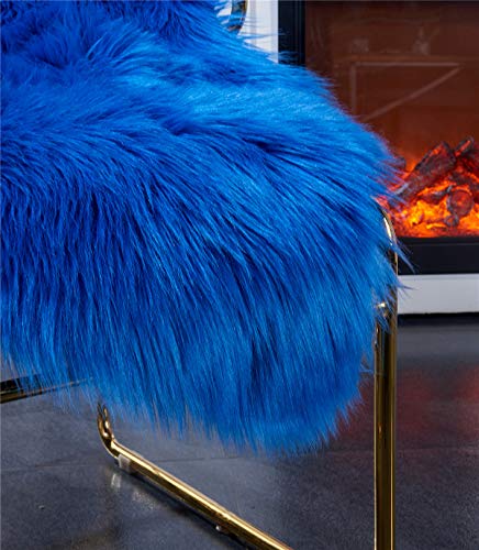 EasyJoy Ultra Soft Fluffy Rugs Faux Fur Rug Chair Cover Seat Pad Fuzzy Area Rug for Bedroom Floor Sofa Living Room (2 x 3 ft Sheepskin, Navy Blue) - Thumbnail 6
