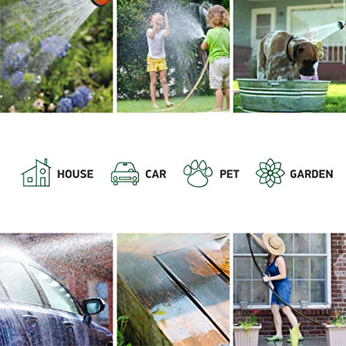 Expandable Garden Hose Kit 50-100 ft - Superior Strength 3750D - 4-Layers Latex, Extra-Strong Brass Connector- 10-Way Durable Zinc Water Spray Nozzle 2 Way Pocket Flexible Splitter (100FT SET) - Thumbnail 2