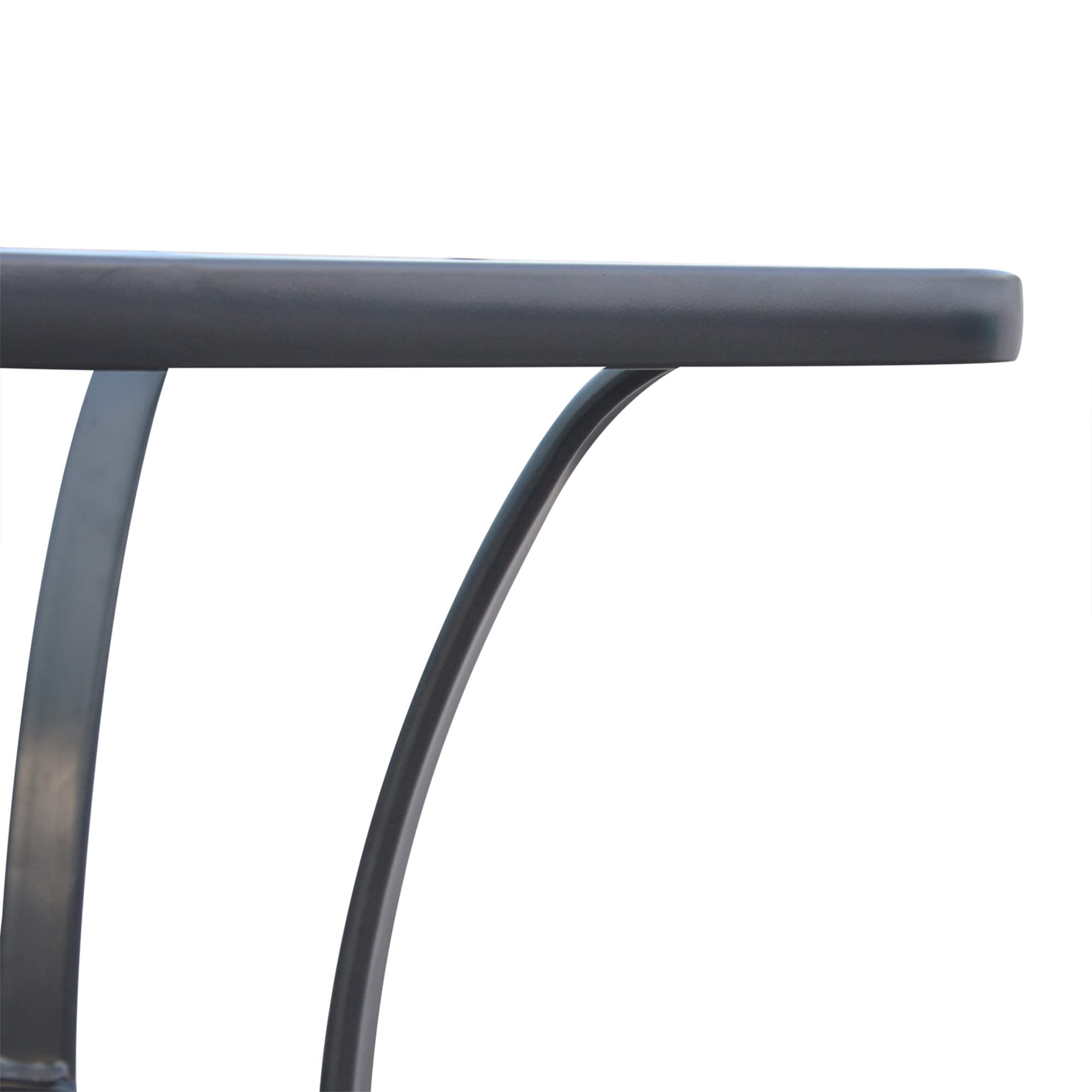 Outsunny Table Carrée Bistro de Jardin Dim. 68L x 68l x 84H cm Métal Gris | Époxy, Plateau Verre Trempé Granité