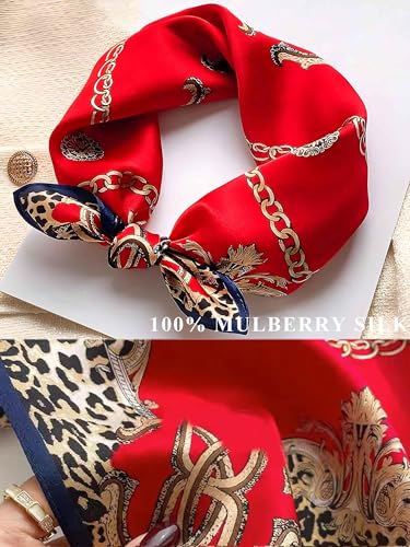 100% Mulberry Silk Scarf for Women Hair Lightweight Square Neckerchief Wrap For Head Scarves 21"3