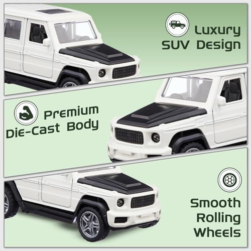 Image of Diecast G-Wagon Car Toy - 1:36 Scale Alloy Mercedes Gwagon AMG G63 Pull-Back Model, Off-Road Vehicle Toy for Kids & Collectors, Gift for Boys & Enthusiasts (White 1Pcs)