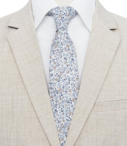 Image of BELLUNO Men's Cotton Floral Skinny Tie, 2.5 inch Width, with Gift Box