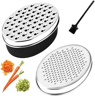 kuou Cheese Grater with Container, Vegetable Chopper Ginger Shredder Chocolate Grater for Kitchen with Double Size