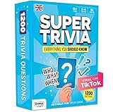 Super Trivia - Juegos de mesa adulto con 1200 Preguntas - Divertido Juego Mesa - Juegos de cartas Trivial para la Familia con Adolescentes y Adultos - Regalo Chico - Juego de Fiesta (English)