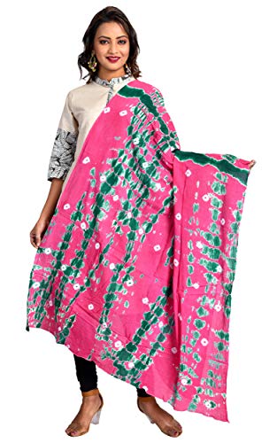 Image of Women's Pure Cotton Multi-Colored Traditional Authentic Tie Dye with Bandhej Bandhani Dupatta Chunni