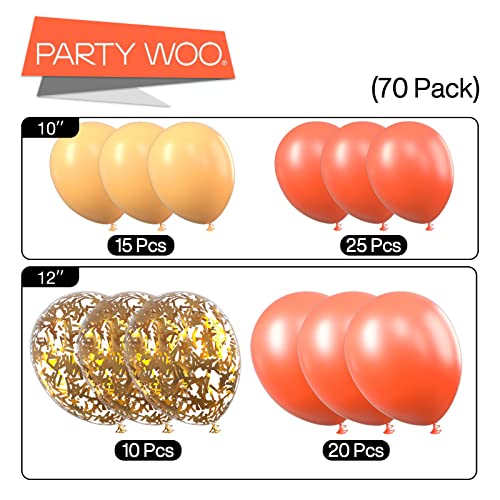 Image of PartyWoo Red Gold and Nude Balloons 66pcs 12 10 Inch Pearl Coral Red Nude Apricot Gold Confetti Balloons for Graduation Baby Shower Birthday New Year's Eve Anniversary Bachelorette Party Decorations