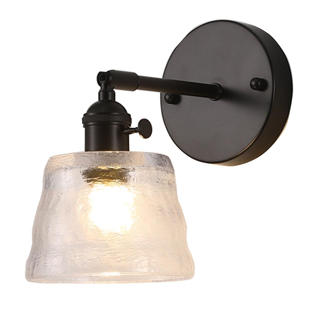 HUAYUSEDF Modern Wall Lamp Glass Lampshade Retro Style Sconce Lights, Indoor Bedside Sconces for Bedroom, Living Room, Porch, Entryway, Dining (Amber)(Transparent)