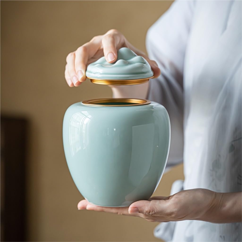 LYGSWDB Słoik cukru Puszka na herbatę Podwójna puszka Pudełko upominkowe Jednokolorowa ceramiczna zamknięta puszka Magazyn herbaty Pojemnik na herbatę luzem Pojemnik na herbatę Puszka do