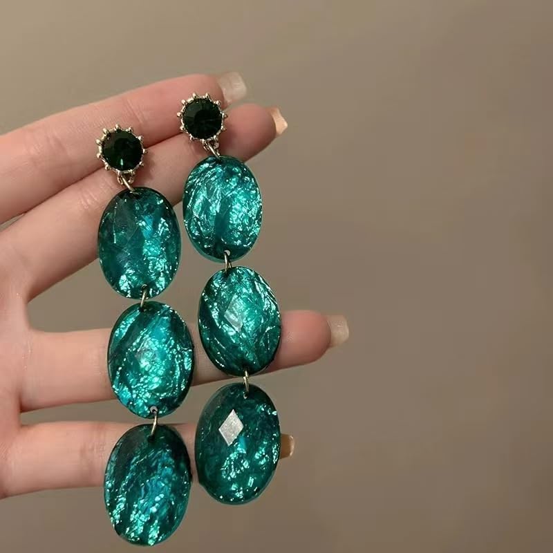 emerald green earrings for women trendy Green dangle earrings Evening earrings Large green earrings for women huntergreen pierced earrings - Image 4