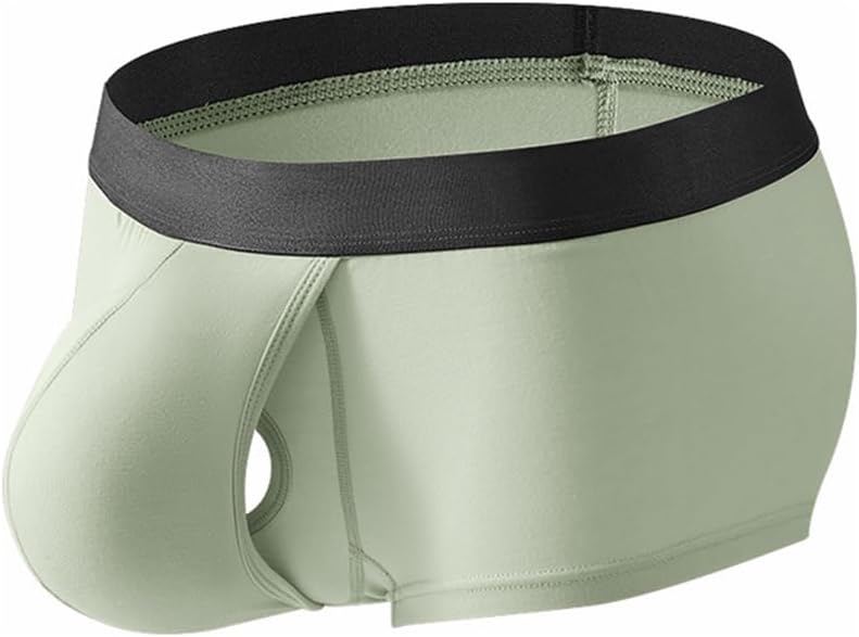 Men's Boxers Briefs Fly Pouch Front Open Breathable Bulge Underwear Separated Pouch Trunks