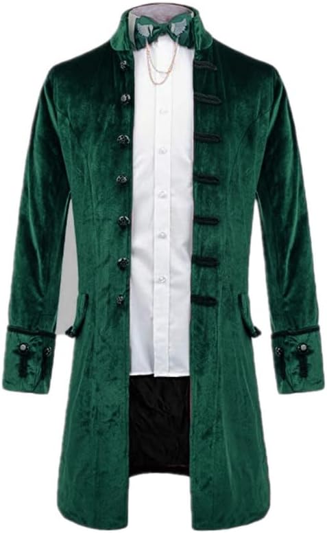 Mens Retro Velvet Victorian Steampunk Long Blazer Jacket Gothic Frock Coat JK003