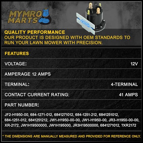 Image of MYMRO 12V Starter Solenoid Relay JF2-H1950-00 JR3-H1950-00 684-1271-012 for Yamaha YDRA G22 G23 G27 G28 G29 Drive Golf Cart Buggy Trombetta 684-1271-012 684-1251-012 J&N 240-22272