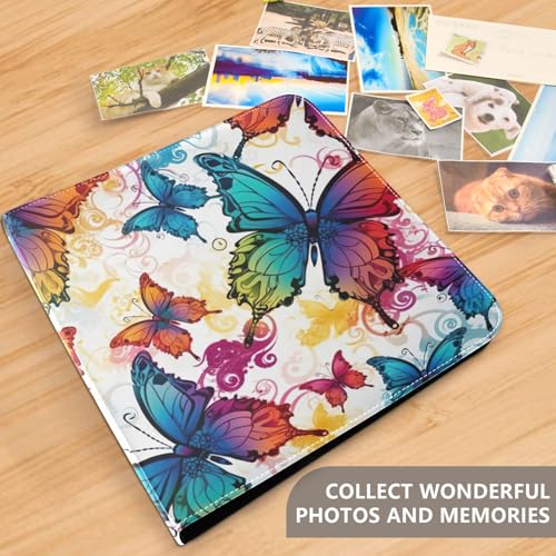 Álbum de Fotos Colorido Mariposa Auto Adhesivo Scrapbooking 3x5 4x6 5x7 6x8 DIY Álbum de 3 Anillas 20 Páginas en Blanco Álbum Magnético miniatura 5