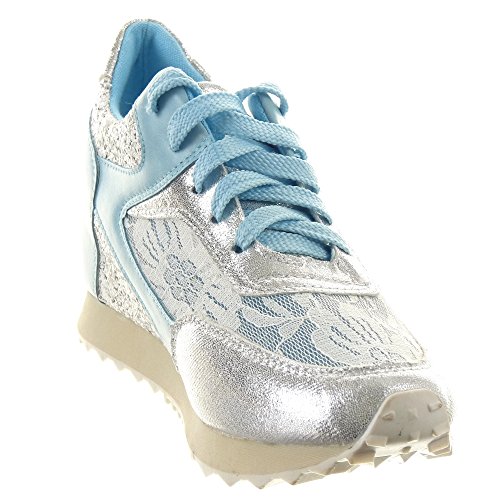 Sopily - Scarpe da Moda Sneaker Zeppa alla