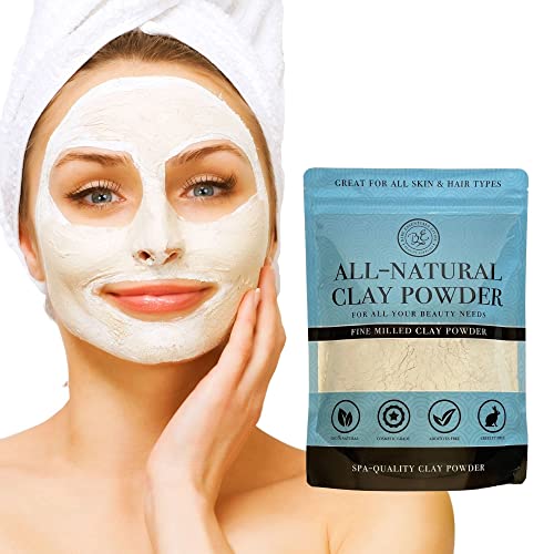 Kaolin White Clay 12 oz Powder, 100% natural for making DIY spa mud mask for face/facial, hair, body, soap, deodorant, bath bomb, talc, setting makeup, and lotion by Bare Essentials Living