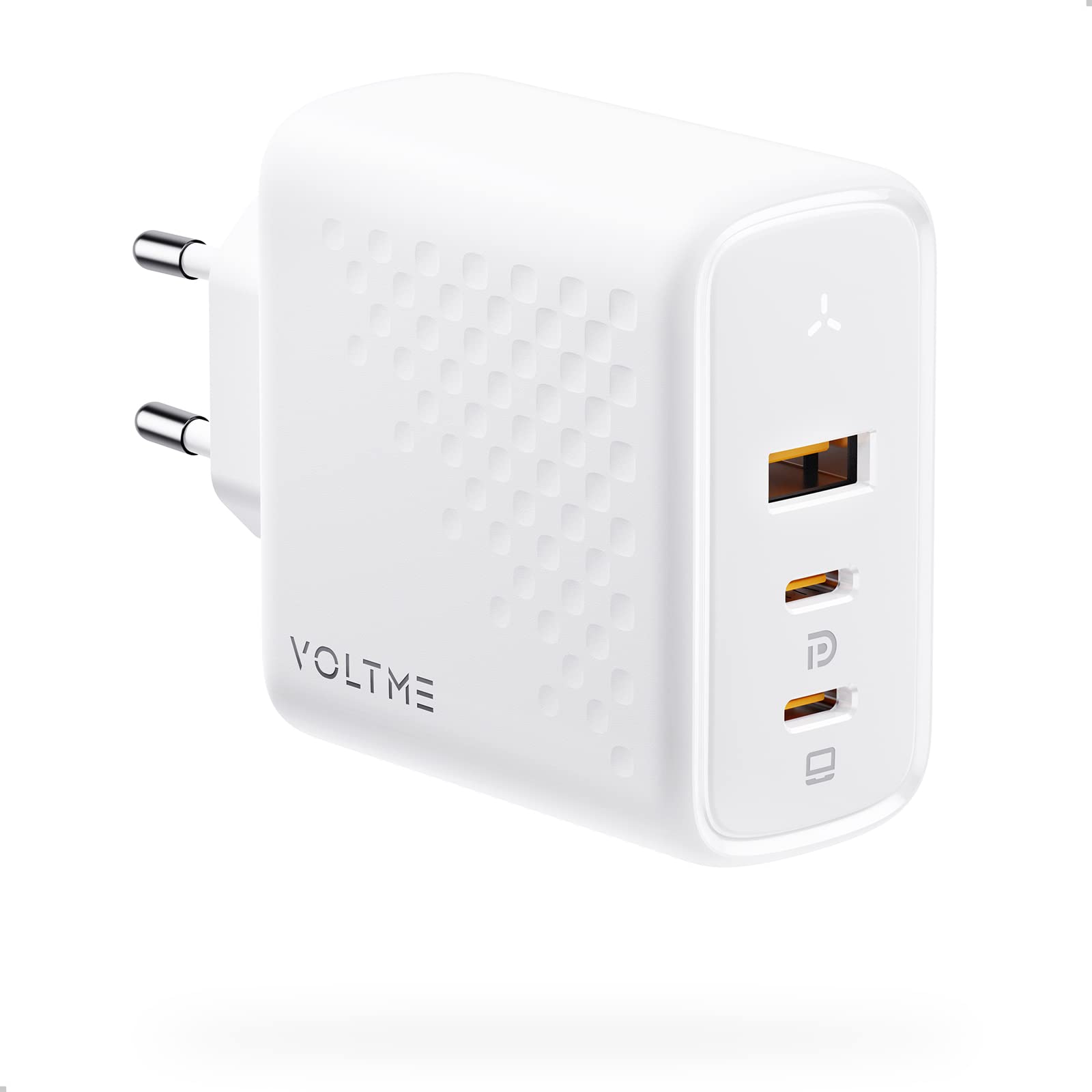 VOLTME Caricatore 100W USB-C GaN III per Laptop Caricatore Rapido Bianco, Presa usb c 3-port per iPhone 15, MacBook Pro/Air, iPad Pro, Samsung Galaxy S23 Ultra S22 e dispositivi USB-C