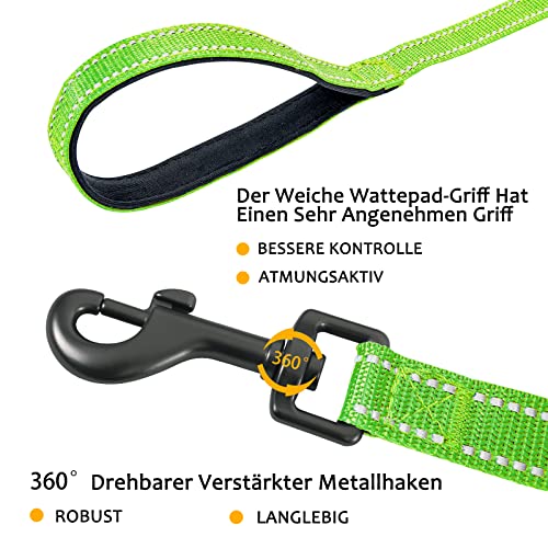 Demigreat Schleppleine , 3m / 5m / 10m / 15m / 20m Robuste Lange Hundeleine Reflektierend Trainingsleine mit Gepolsterter Griff und handschlaufe, Ausbildungsleine für Kleine bis Große Hunde