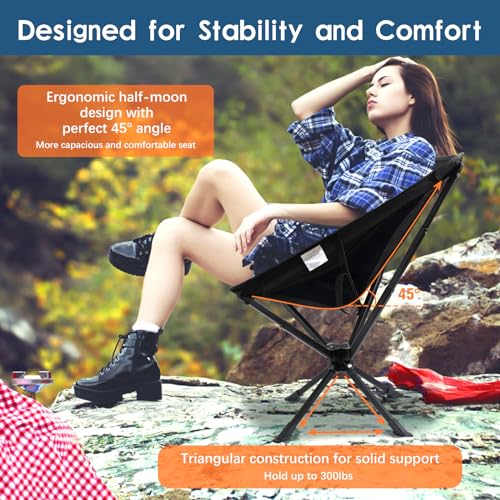 Image of Raynesys Portable Camping Chair 2 Pack, 8 Seconds Quick Setup Folding Camping Chair, Flexible 360 Rotation, 3.8Lb Lightweight Travel Chairs for Easy Carry to Hiking, Sporting, Travel, Beach
