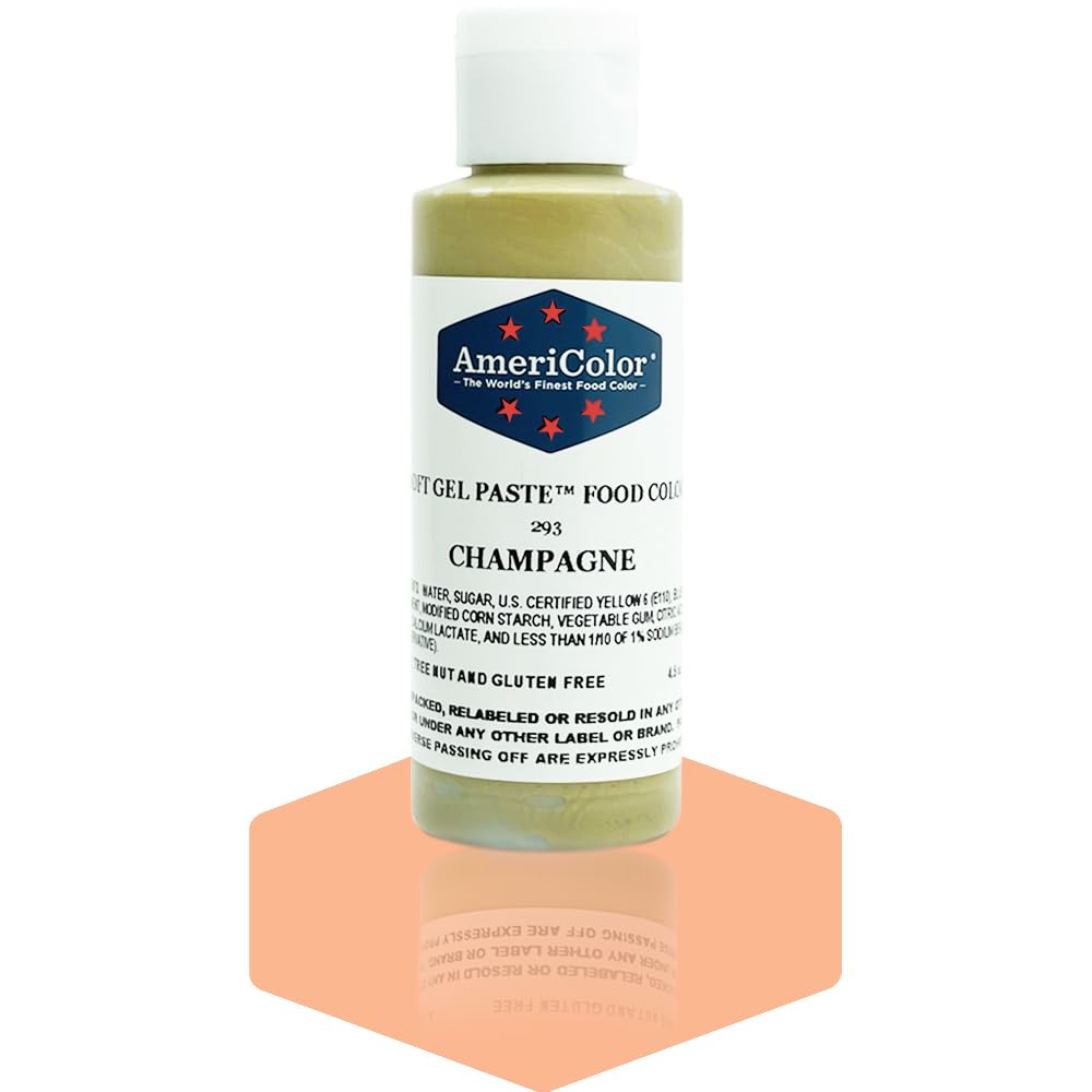 AmeriColor, Champagne, 4.5 Ounce Bottle, Soft Gel Paste Food Color