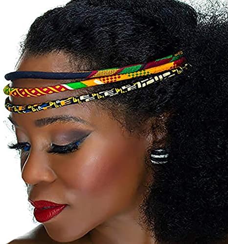 African Headband | Red, Black, Green Kente 3 Strand Headband | African Print Headband | Natural Hair | Afrocentric | Cloth & Cord