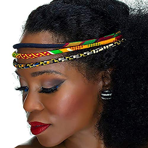 African Headband Red, Black, Green Kente 3 Strand Headband African