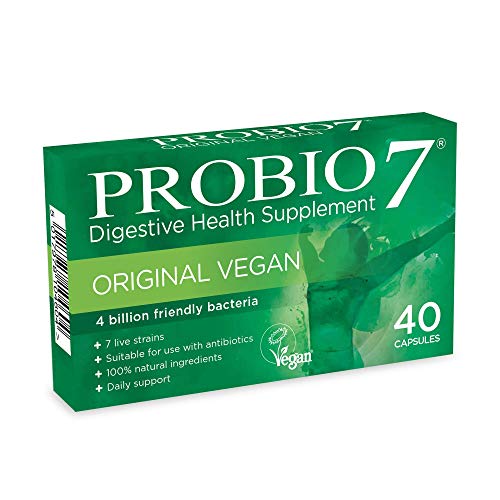 Probio7 Original Vegan | 7 Cepas Vivas De Bacterias Beneficiosas | Cada Cápsula Proporciona 4 Mil Millones De Bacterias Beneficiosas & 2 Tipos de Fibra Prebiótica |Probiótico De Alta Potencia