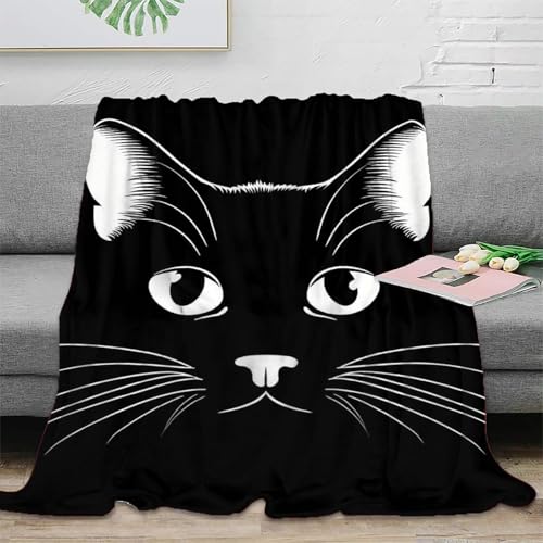 Couverture motif chat noir et blanc pour cocooner sur le canapé - 3