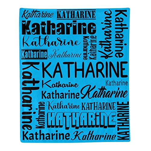 Personalized Blanket for Kids Adults Personalized Name Blanket Custom Blanket with Name Personalized Gifts for Christmas Birthday Valentines Day Mothers Fathers Day (Blue&Black, 40"x50")