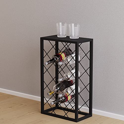 [en.casa] Casier à Vin Range-Bouteilles Étagère à Vin Porte Bouteilles Support pour Rangement à l'Horizontale avec Surface de Stockage Métal 68 x 40 x 22...