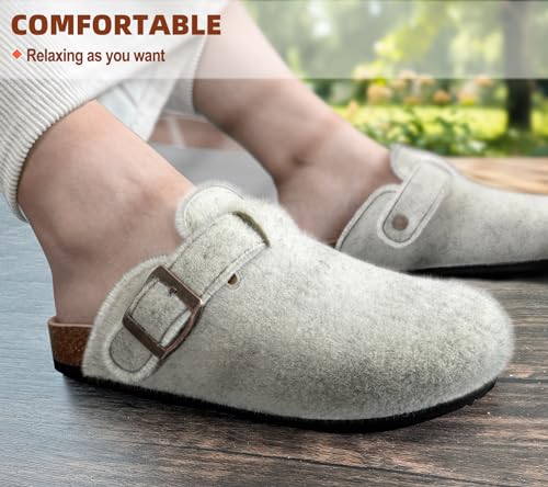 Image of BULLIANT Women Mules Clogs-Memory Foam Cushioned Cork Footbed-Fleece Lined