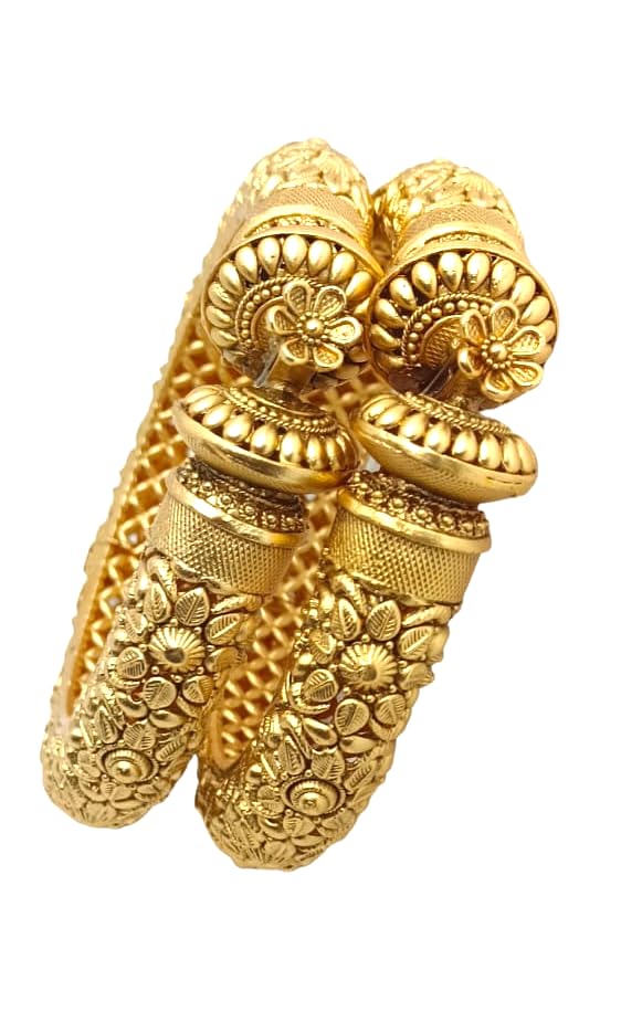 Fashion Forest Kada 2pc Screw Closure Flower Bangles Kada Traditional Kada Bangle for Womens Ladies (2.4) (B0D76HW2ZV) Amazon Price History, Amazon Price Tracker