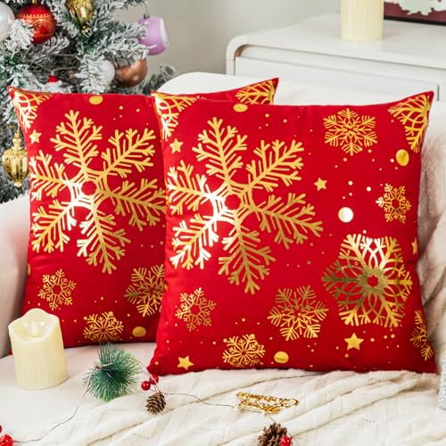 Jayusaror Weihnachtskissenbezug 45x45 Rot Gold Kissenbezug Weihnachten...