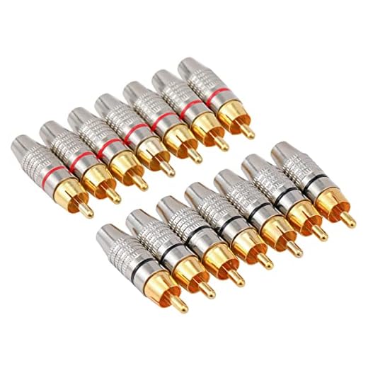 Greluma 14 Piezas Conectores de enchufe RCA sin soldadura, adaptadores de audio y video RCA macho para cable coaxial, chapado en oro